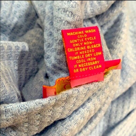 Waffle knit soft Blue Pullover Cowl long sleeve oversized Sz XS - Picture 9 of 9